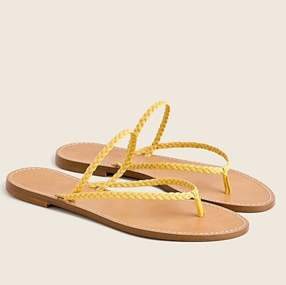 J.Crew braided leather strap sandals, 9.5, yellow